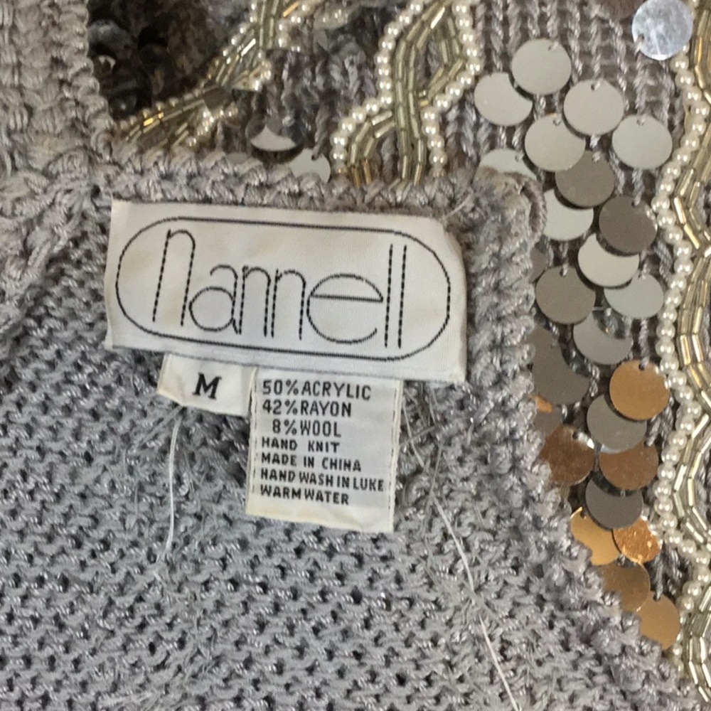 Vintage Nannell Silver Sequin Hand Knitted Sweater - Picture 7 of 7
